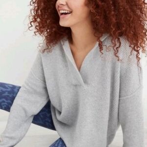 Aerie CozyUp Waffle Knit Sweater Hoodie Oversized Sz M